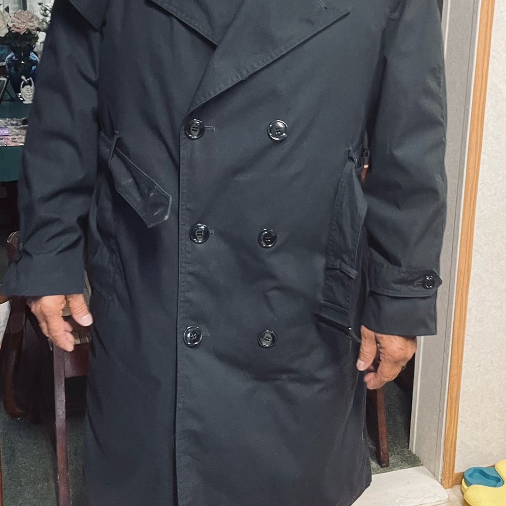 Men's Black Double-Breasted trench Coat